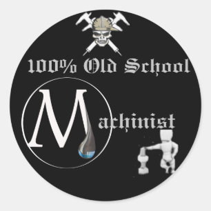 100%の古い学校の機械工のステッカー ラウンドシール