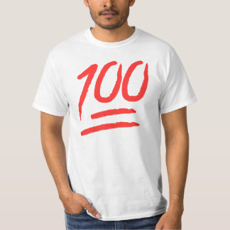 "100"の赤いEmoji世界のティー Tシャツ