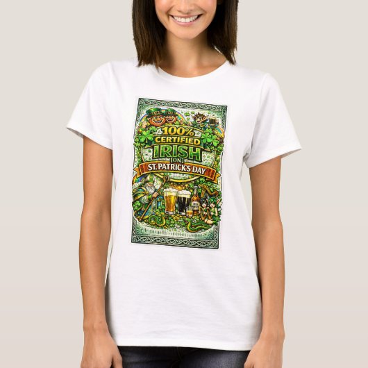 100% アイルランド人...セントパトリックの祝日に! Tシャツ (正面)