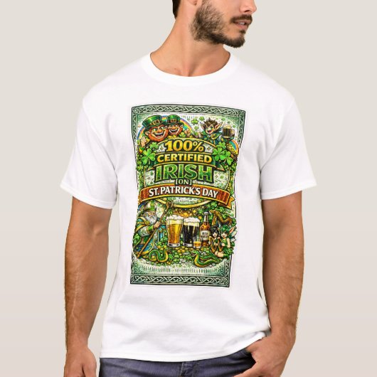100% アイルランド人...セントパトリックの祝日に! Tシャツ (正面)