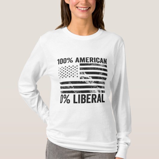 100%アメリカ合衆国0%自由主義の共和党アメリカ国旗 Tシャツ (正面)
