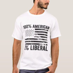 100%アメリカ合衆国0%自由主義の共和党アメリカ国旗 Tシャツ