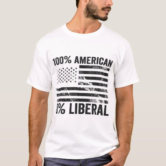 100%アメリカ合衆国0%自由主義の共和党アメリカ国旗 Tシャツ (正面)