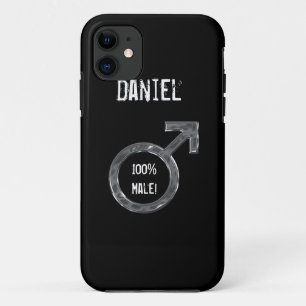 100%オス!-オス記号/メタル+名フェイク前 iPhone 11 ケース