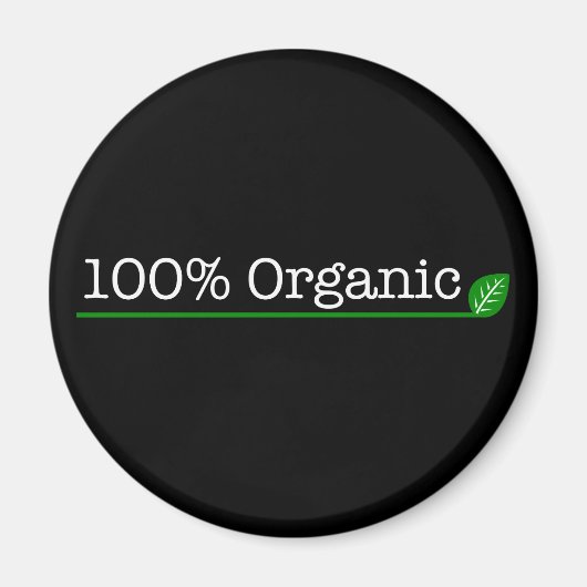 100% -オーガニック白文字 マグネット (正面)
