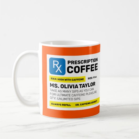 100%カスタマイズ可パーソナライズされた能おもしろいな処方箋 コーヒーマグカップ (左)