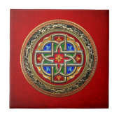 [100]ケルト十字架[金ゴールド+エナメル] タイル (正面)