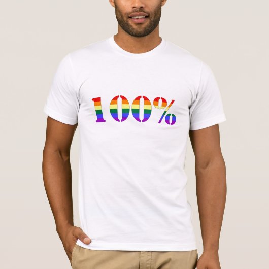 「100%」ゲイプライドTシャツ Tシャツ (正面)