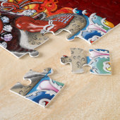 [100]チベット語Thangka -ひどく怒った神Hayagriva ジグソーパズル (側面)