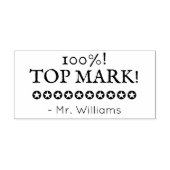 "100%!トップマーク！」 +カスタム先生名 ラバースタンプ (インプリント)