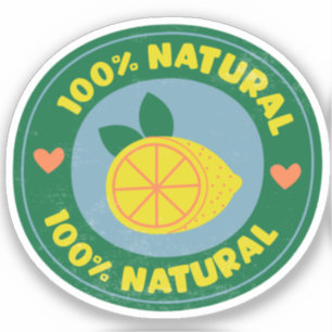 100%ナチュラルレモンのシンボルボタン シール