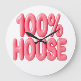 100% ハウス ピンク フォント ラージ壁時計