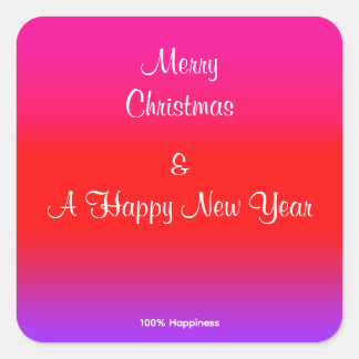 100%ハピネスフェスティバルマゼンタレッドパープルグラデーション スクエアシール