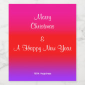 100%ハピネスフェスティバルマゼンタレッドパープルグラデーション ワインラベル (シングルラベル)