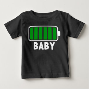 100%バッテリ完全充電ファミリブラック ベビーTシャツ