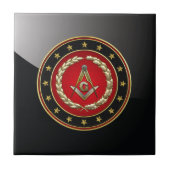 [100]フリーメーソンの正方形およびコンパス[第3程度] タイル (正面)