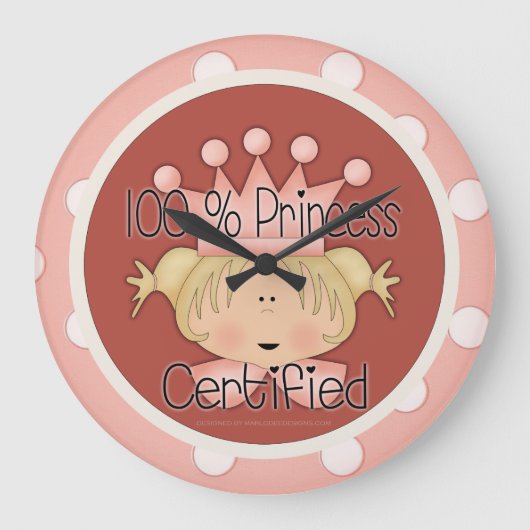 100%プリンセス認定ラウンドウォールクロック ラージ壁時計 (正面)