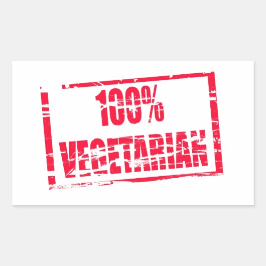 100%ベジタリアン 長方形シール (正面)