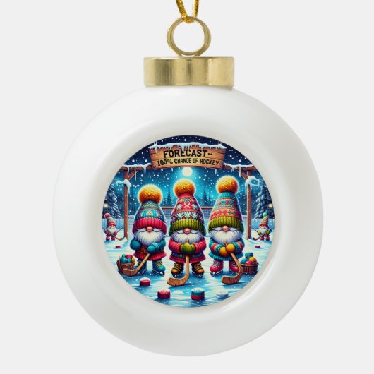 100%ホッケーのチャンス» – アイスクリスマスの格言 セラミックボールオーナメント (正面)