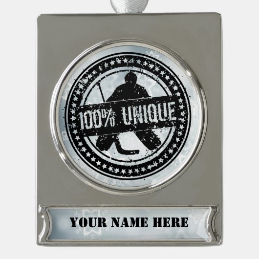 100%ホッケーユニークゴアカスタムリークリスマスオーナメント シルバープレートバナーオーナメント (正面)