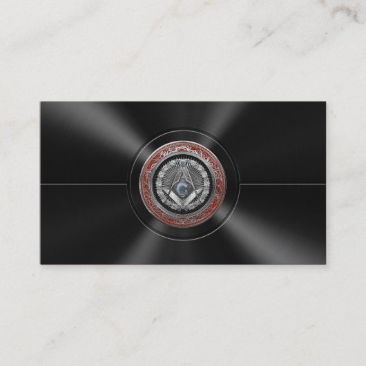 [100]マスター・メイソン – シルバー・スクエア&コンパスズ 名刺 (正面)