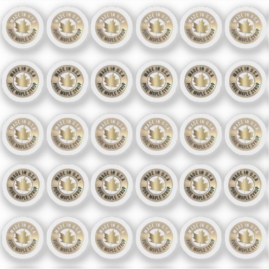 100%メープルシロップ赤砂糖メープルミニステッカー2/3" シール (正面)