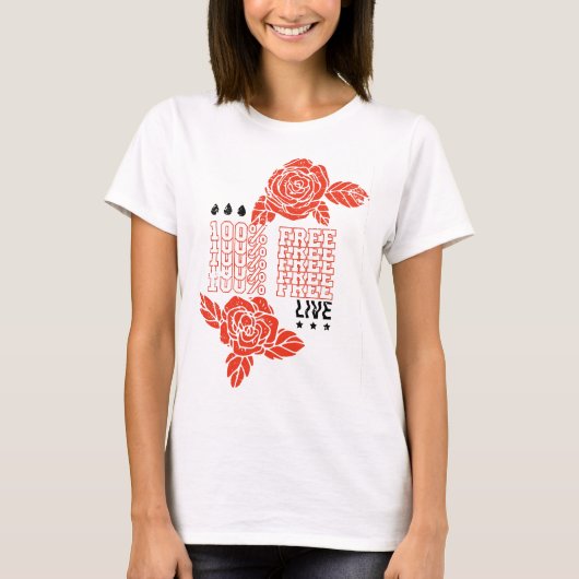 100%ライブフリー、グラフィックティー Tシャツ (正面)