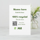 100%リサイクル追加Q Rコードはこちらビジネス名 招待状 (スタンド正面)