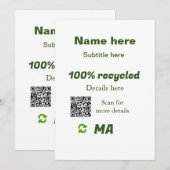 100%リサイクル追加Q Rコードはこちらビジネス名 招待状 (正面/裏面)