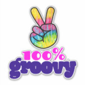 100%レインボーハンドピースサイン付きGroovy シール (正面)