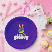 100%レインボーハンドピースサイン付きGroovy ペーパープレート (パーティー)