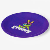 100%レインボーハンドピースサイン付きGroovy ペーパープレート (アングル)