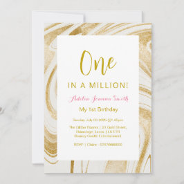 100 万に 1 つの、ゴールド 1 歳の誕生日招待状 招待状