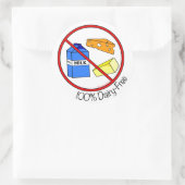 「100%乳製品フリー」スタンプ(大) ラウンドシール (バッグ)