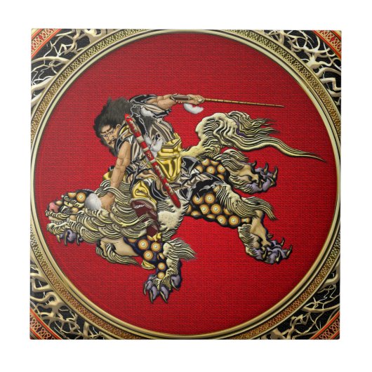 【100】北斎書紀獅子 タイル (正面)