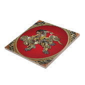 【100】北斎書紀獅子 タイル (側面)