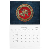 [100]北斎 – 獅子乗り獅子 カレンダー (2月 2026)