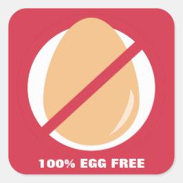 100%卵フリー食品アレルギー警告シール スクエアシール