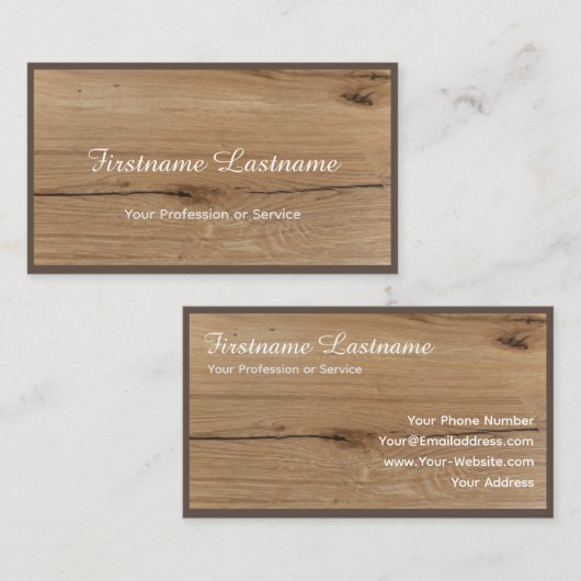 100%天然の木製オーガニックスタイルの寄木床 名刺 (正面/裏面)