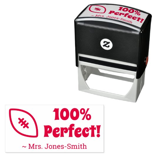 "100%完璧！" +教育者の名前ラバースタンプ セルフインキングスタンプ (インサイチュ)