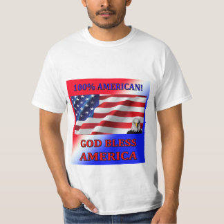 100%年のアメリカ神はアメリカの男性Tシャツを賛美します Tシャツ
