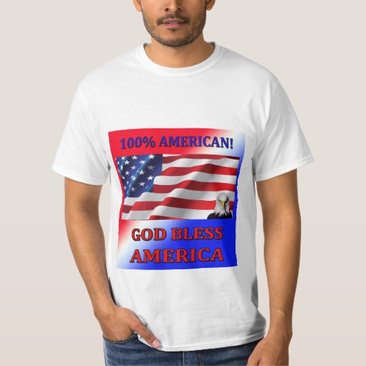 100%年のアメリカ神はアメリカの男性Tシャツを賛美します Tシャツ (正面)