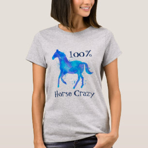 100%年の馬の熱狂するな水彩画の馬 Tシャツ