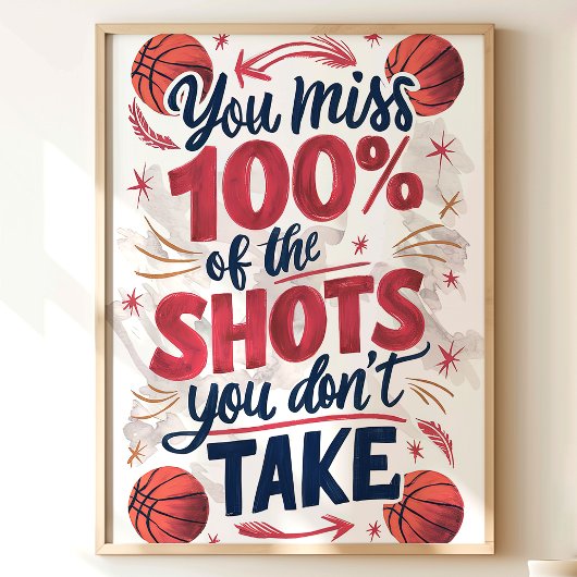 100%恋しく思：バスケットボールポやる気を起こさせるスター ポスター