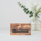 100%木面オーガニックグレー長方形モノグラム 名刺 (スタンド正面)