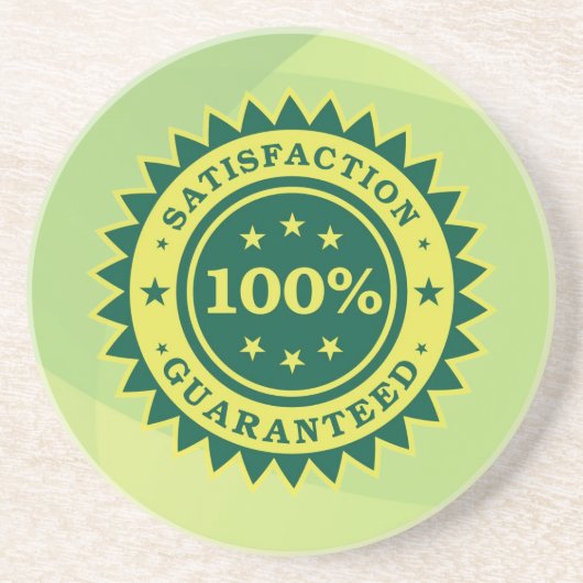 100%満足保証ステッカーコースター コースター (正面)
