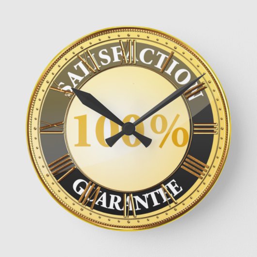 100%満足保証 ラウンド壁時計 (正面)