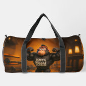 100%筋肉0%脳 – 漫画おもしろいゴリラジム ダッフルバッグ (裏面)