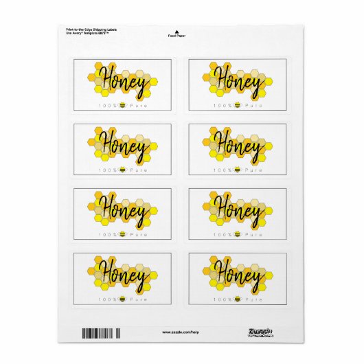 100%純蜂蜜ラベル ラベル (フルシート)