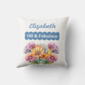 100&素晴らしい名前gerbera flowers blue クッション (裏面)